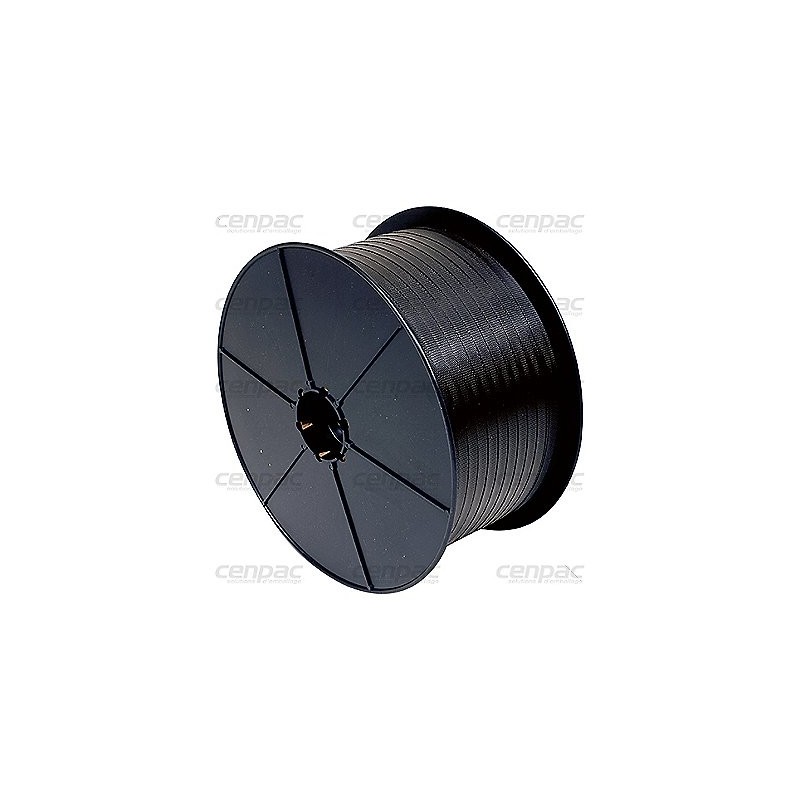 Feuillard manuel pp noir grene diam int 25mm 16x0,45mmx1500m diam ext 335mm largeur 170mm colis de 2 bobines