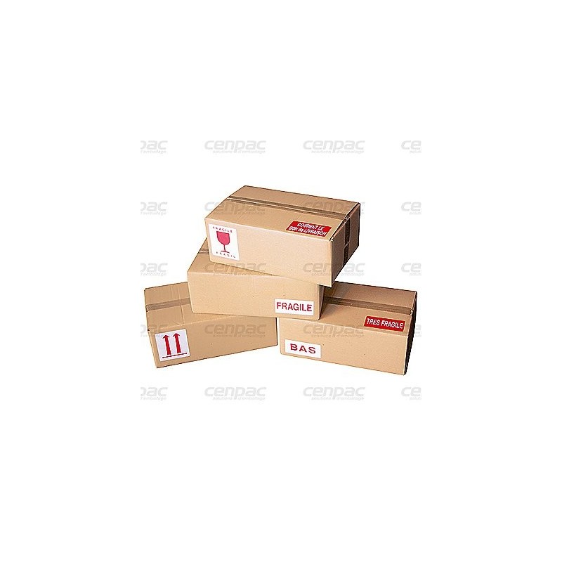 Etiquette adhesive fragile + verre - 114x130 mm - rouleau de 1000 etiquettes
