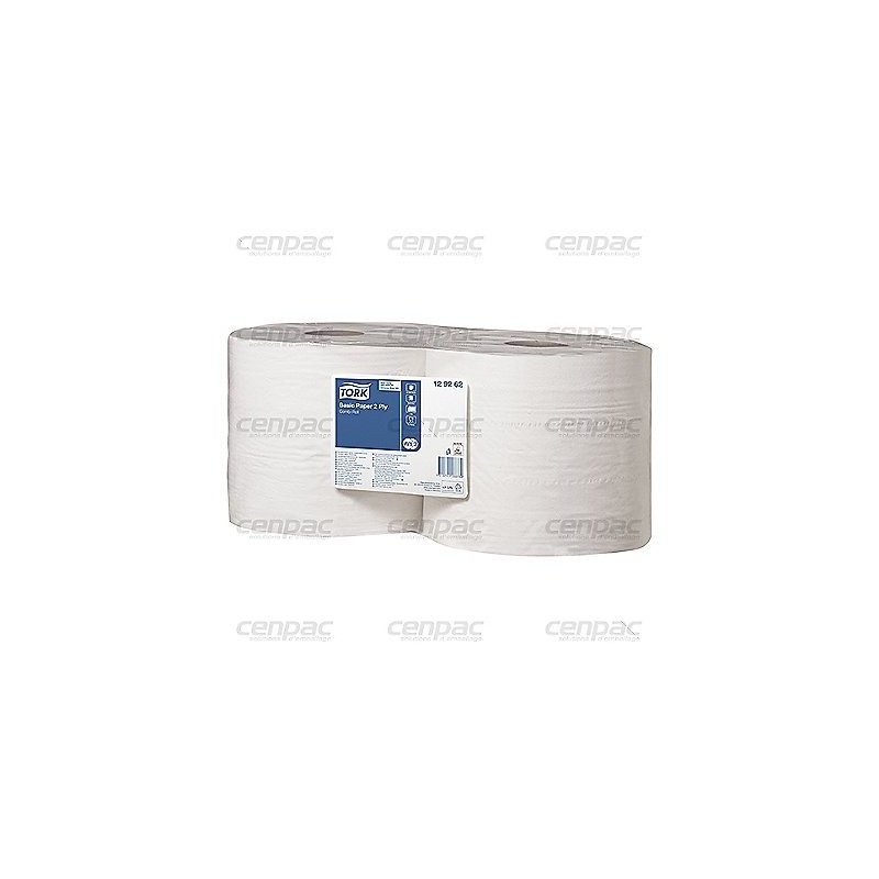 Ouate blanche 2 plis - 1500 formats 23,5x34 cm - colis de 2 bobines - colis de 2 bobines