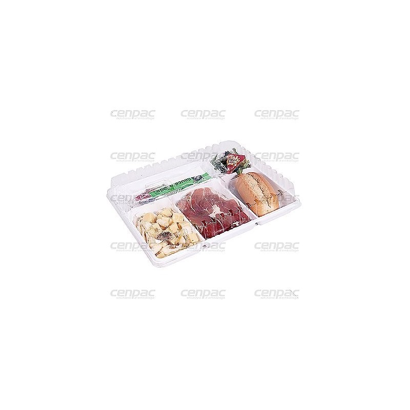 Plateau repas ps blanc - 5 compartiments colis de 200 290x224x30mm pour 290 b - colis de 200 plateaux repas