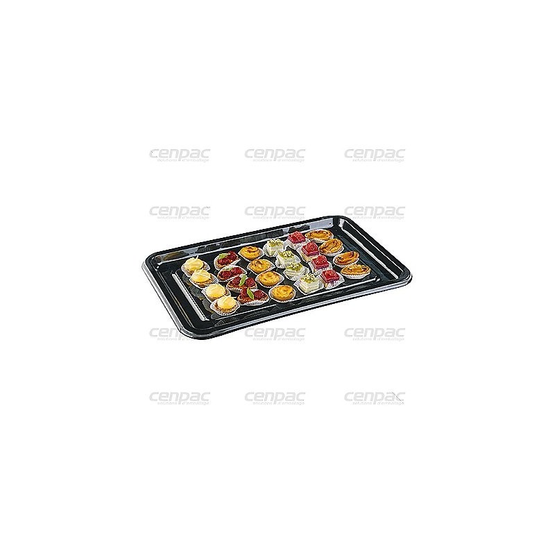 Plateau plastique pet marbre noir octogonal dim: 46x30cm - colis de 50 plateaux - colis de 50 plateaux