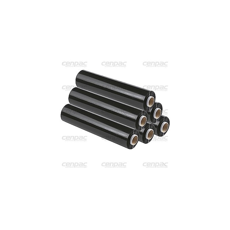 Film etirable manuel souffle noir 20µ 400mmx300ml - a002365 - colis de 6 bobines