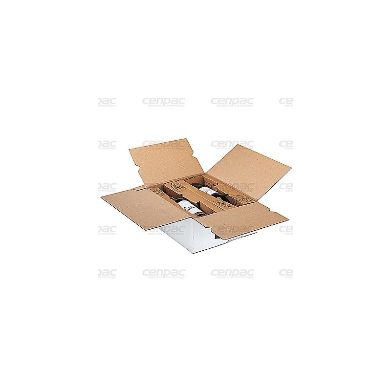 Caisse double cannelure blanche 6 bouteilles 400x260x330 - colis de 12 caisses