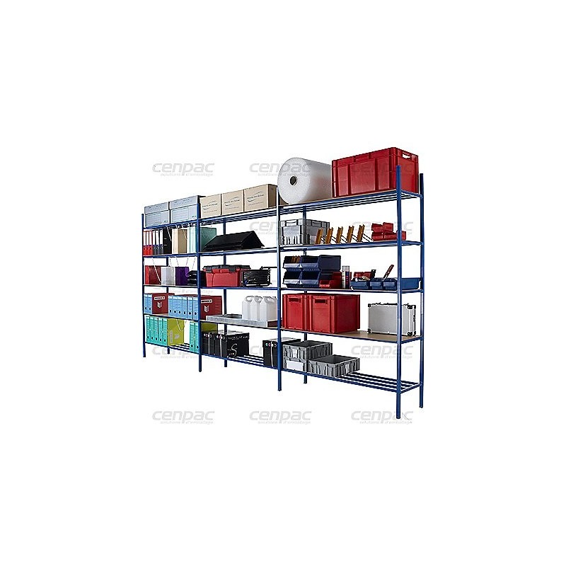 Rayonnage semi - lourd protub 3 elements x 1250mm - profondeur 500mm - 3 baies x 1,25m long prof 500