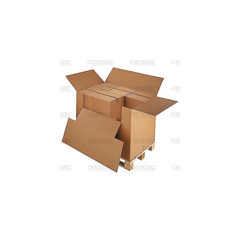 Caisse carton americaine avec abattant double cannelure 1180x780x1070mm - lne 2.4 - lot de 5 caisses