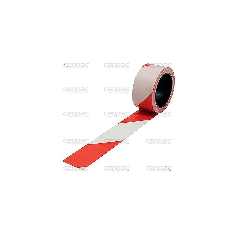 Ruban de balisage PE 30µ - rouge/blanc 50mmx100m - paquet de 6 rouleaux