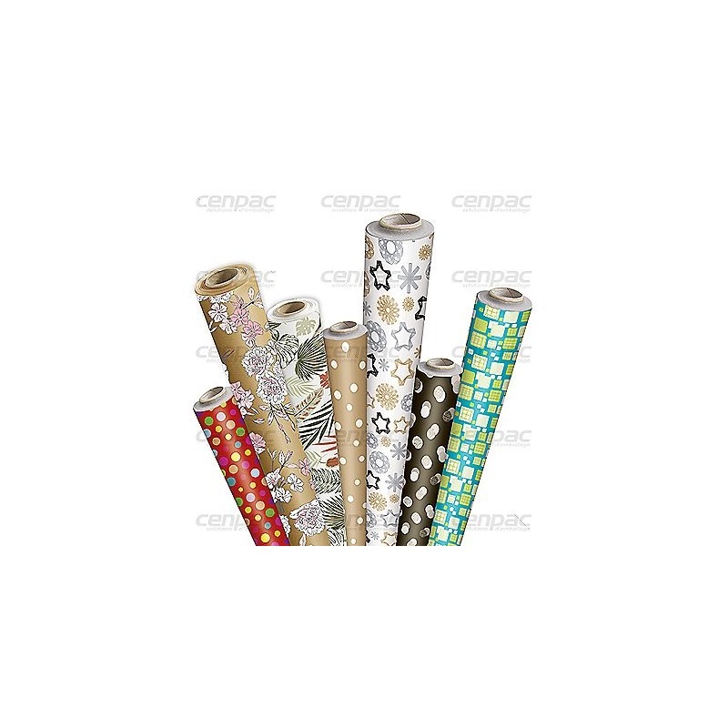 Papier cadeau pois or - laize 69cmx50m 60gr - rouleau 2,79kg - 1 rouleau de papier cadeau pois or