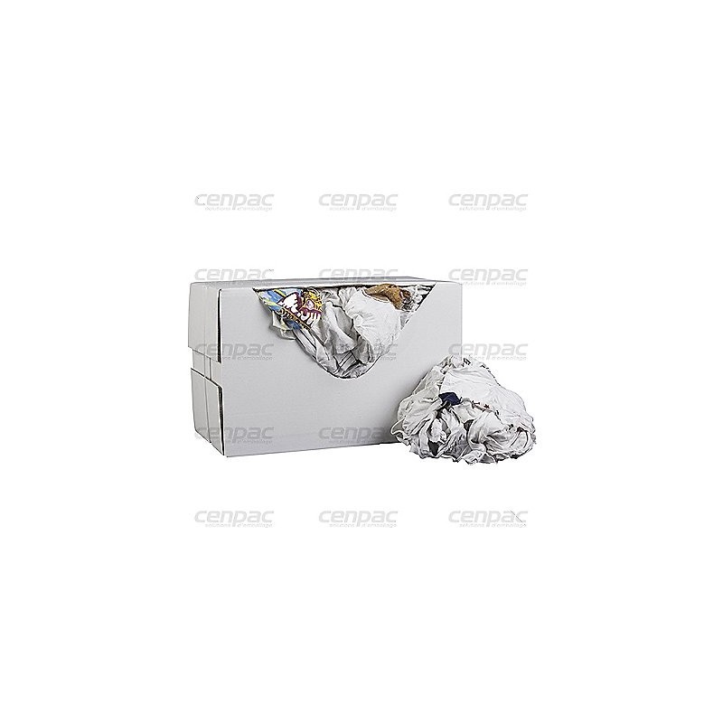 Chiffon coton - drap fin blanc - carton de 10kg - 120 chiffons 1 colis de 10kg