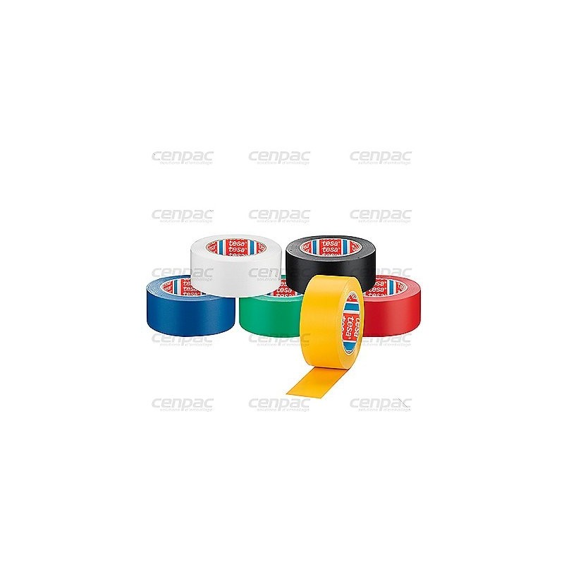 Ruban adhesif pvc acrylique 180µ marquage au sol jaune tesa - 50mmx33m - blister de 6