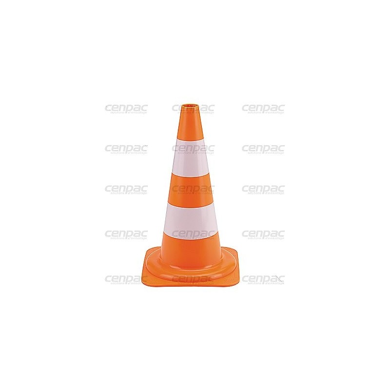 Cone de signalisation - hauteur 500mm - orange fluo 2 bandes blanches cone de signalisation
