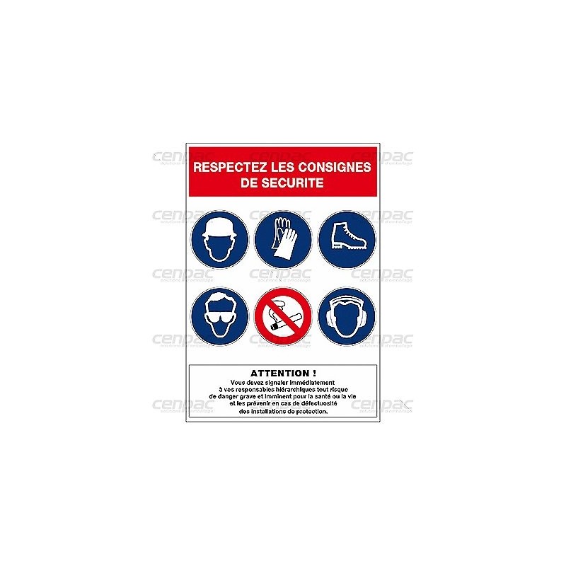 Panneau consignes securite - rectangulaire 460x320mm - panneau consignes securite