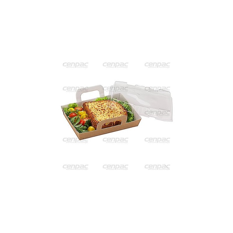 Barquette carton avec couvercle indépendant 850cc 168x122x40 mm - colis de 100 barquettes - colis de 100 barquettes