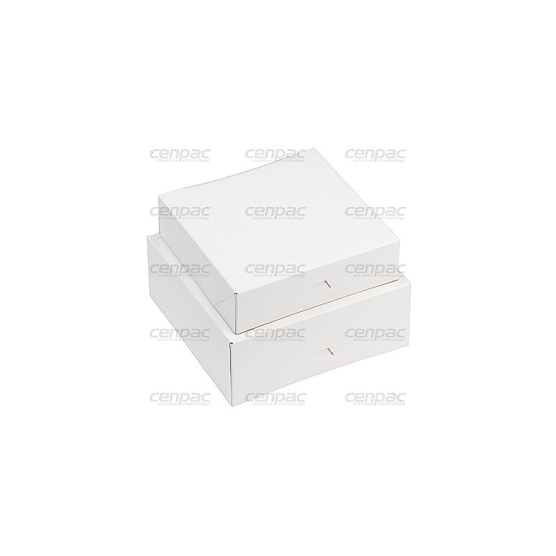 Boite patissiere carton blanc 325g 28x28x10cm - paquet de 25 boites - 1 paquet : 25 boites