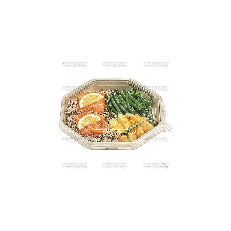 Couvercle octogonale transparent en rpet 23,6x23,6x2,5cm - colis de 100 assiettes - 1 colis de 100 couvercles
