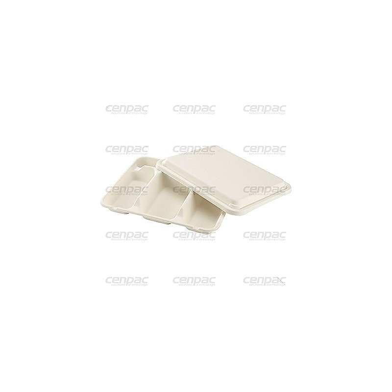 Plateau repas en pulpe 5 compartiment 24x29,5x4 cm - colis de 200 - 1 colis de 200 plateaux