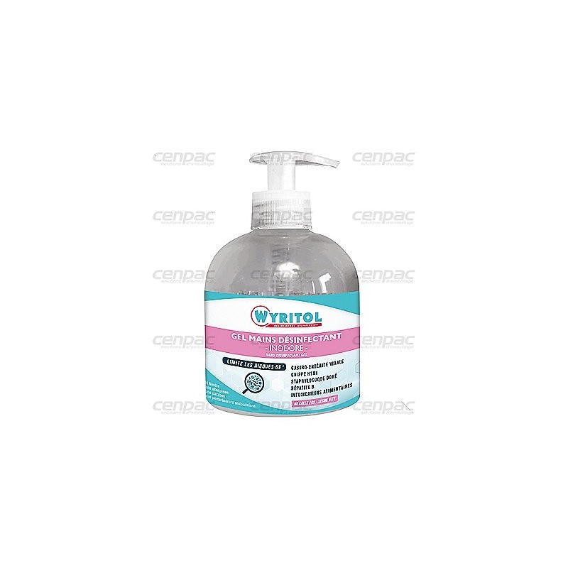 Gel hydroalcoolique wyritol flacon bouchon clapet 300ml - colis de 12 flacons