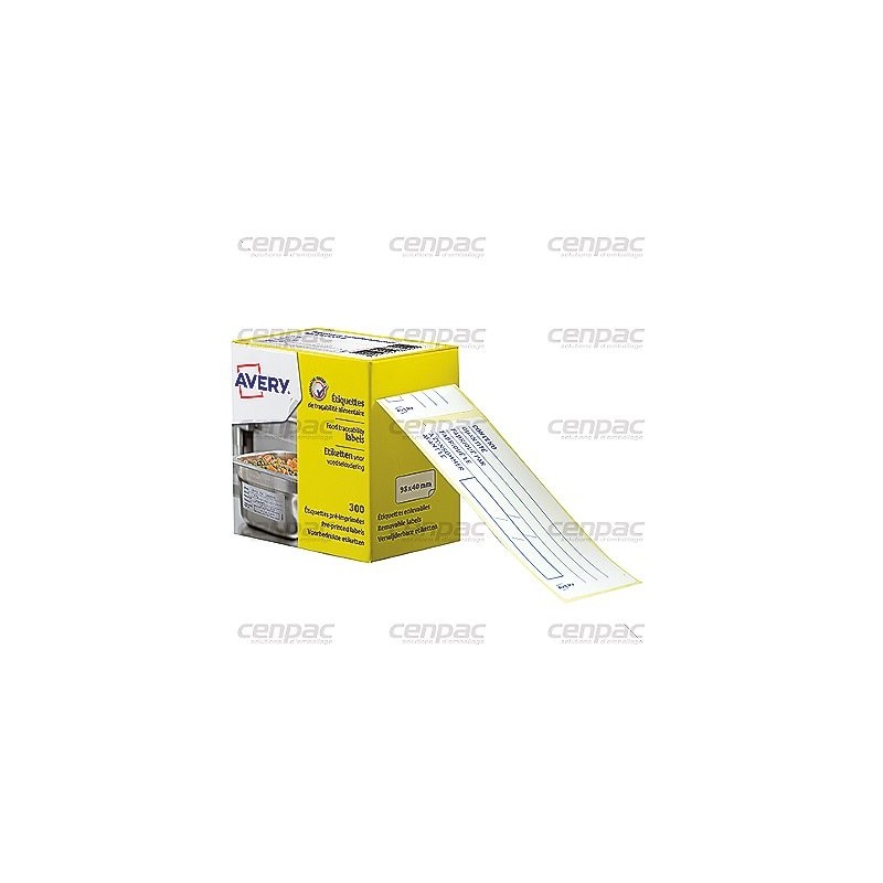 Etiquette adhesive traçabilité alimentaire 98x40mm pré - imprimée avery rlx de 300 etiquettes - colis de 6 rlx de 300 étiquettes