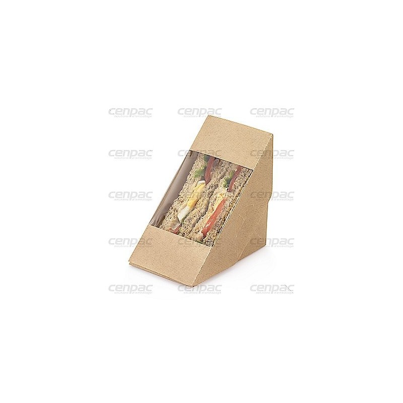 Boite carton kraft 3 sandiwchs forme triangle avec fenetre colis de 500 - 1 colis de 500 boites sandwichs