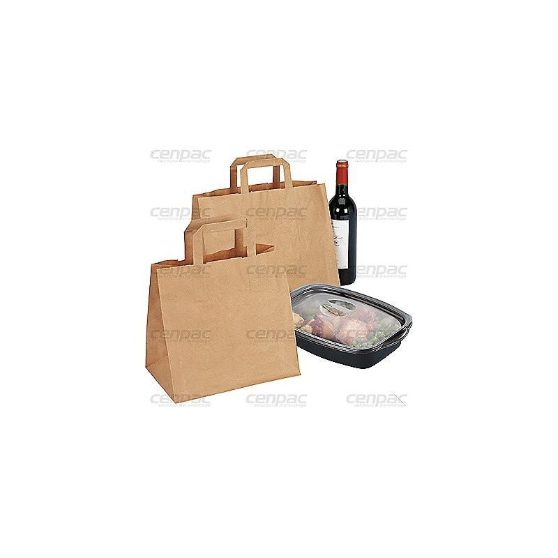 Sac kraft brun poignées plates 260x140x320 mm - colis de 250 sacs - 1 colis de 250 sacs