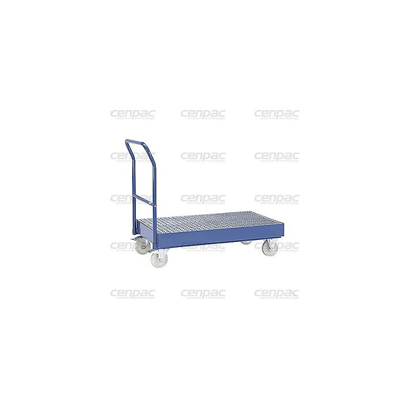 Chariot retention porte futs bleu - 1250x650mm - 54l - acier époxy - un chariot