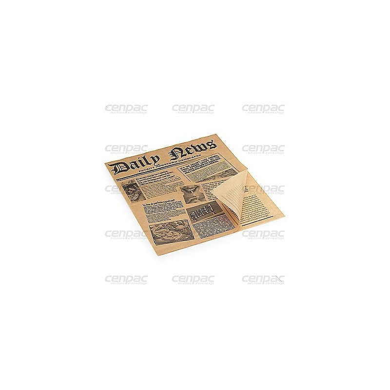 Papier ingraissable 40gr snacking imprime journal 33 x 40 cm - paquet de 1894 feuilles - 1 paquet : 1894 feuilles