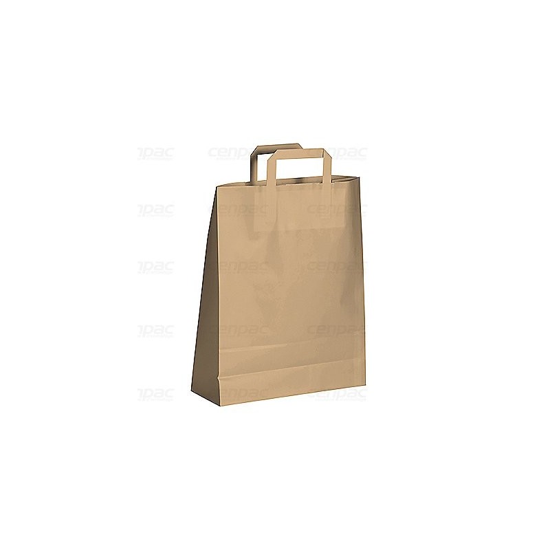 Sac kraft brun poignées plate 110g/m² 45x48x17cm - colis de 150 sacs - colis de 150 sacs