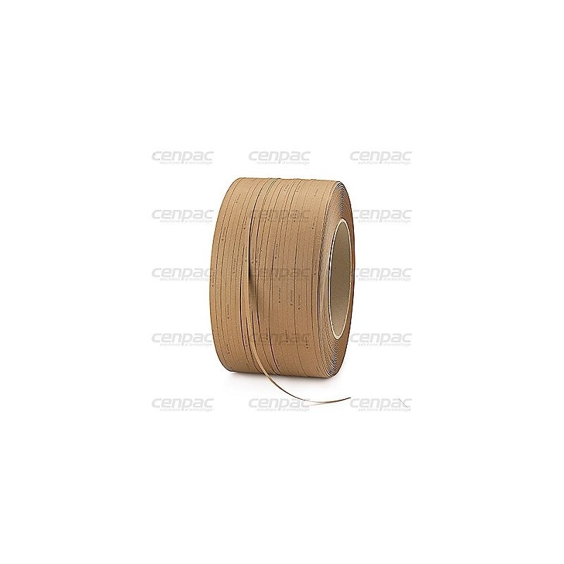 Feuillard papier brun - 9x0,6mm 2000m - diam int. bobine 200mm - colis de 2 bobines