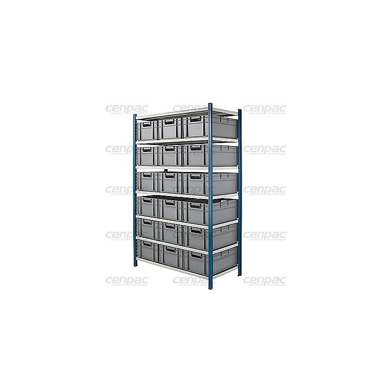 Kit rayonnage et bacs norme europe - suivant - 18 bacs 47l - p18s - un pack
