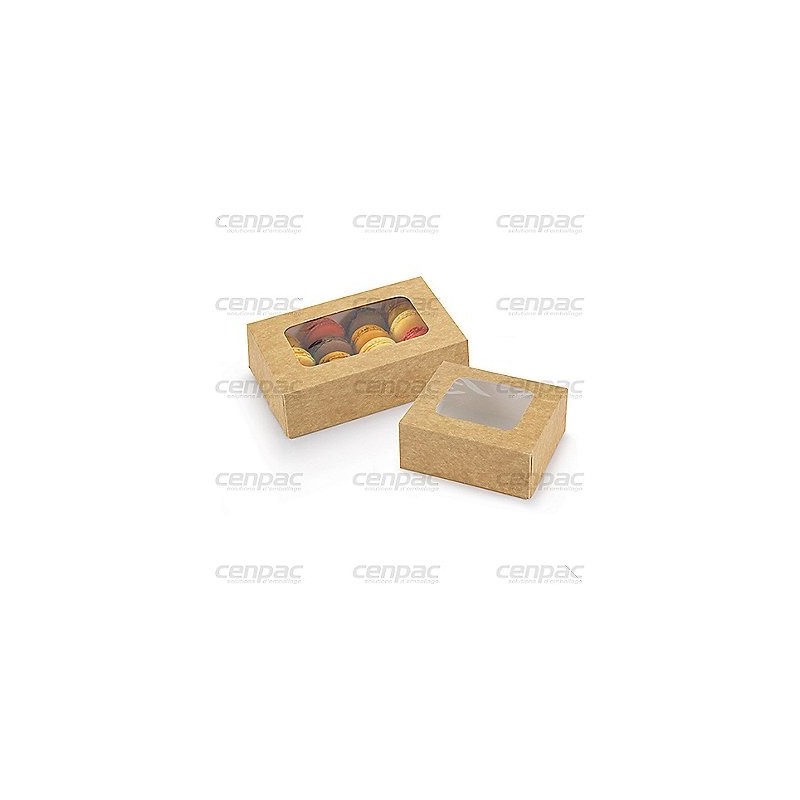 Boite patissiere avec fenetre kraft 17x11,5cm - colis de 350 boites