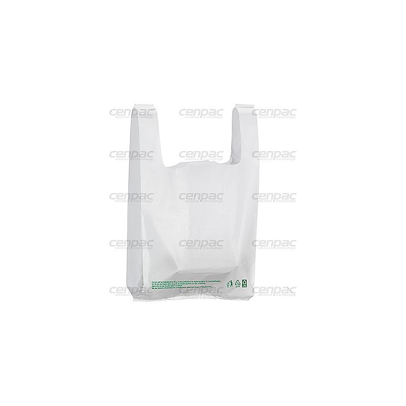 Sac bretelle blanc recycle 50µ - 50x80x20 colis de 300 sacs - colis de 300 sacs - 1 colis de 300 sacs