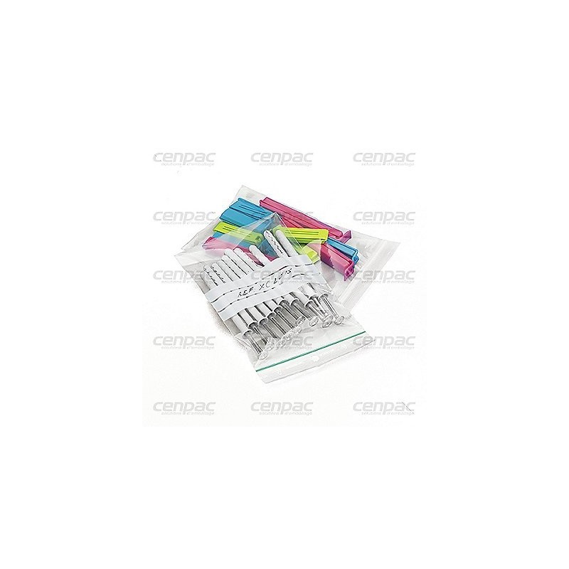 Sac plat zip pebd recycle a bandes blanches 60x80mm 60µ - colis de 1000 sacs