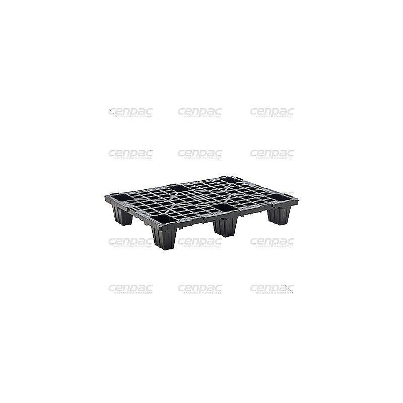 Palette plastique pp recycle légère emboit noir 1200x800mm chag.dyn 1t - par 3 palettes