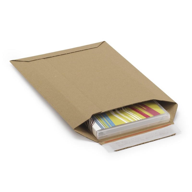 Pochette carton micro-cannelure recyclé à fermeture adhésive 19,7x27,7 cm - Paquet de 100