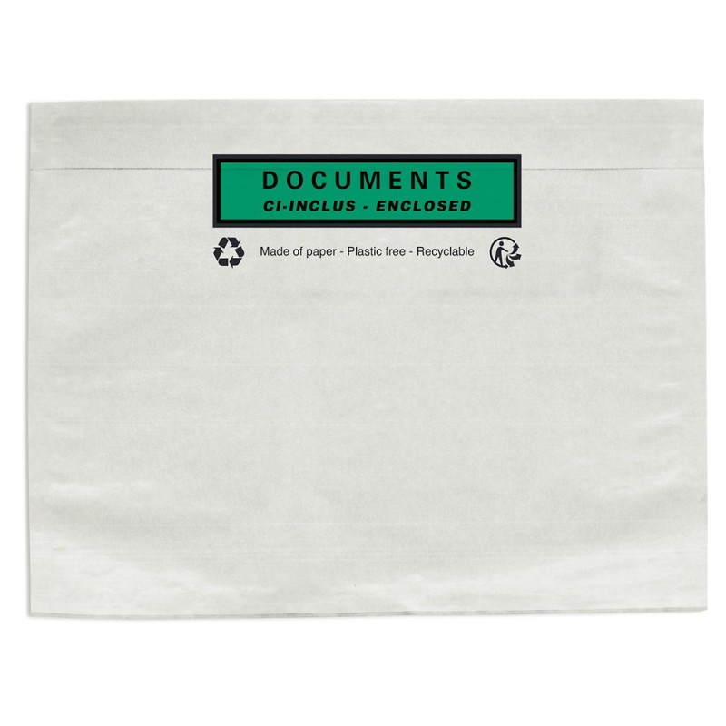Pochette porte-documents adhésive en papier Documents ci-inclus RAJA 320 x 250 mm - Paquet de 250