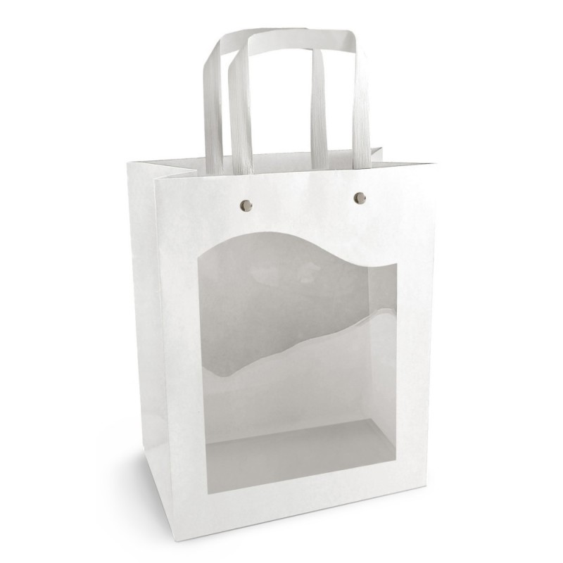 Sac vitrine kraft blanc 18 x 23 x 8.5 cm - Paquet de 10