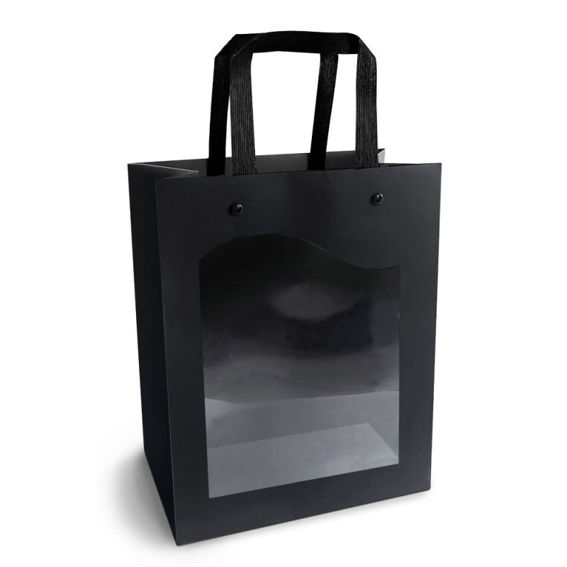Sac vitrine kraft noir 18 x 23 x 8.5 cm - Paquet de 10