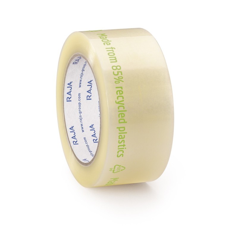 Mini-colis ruban adhésif polyester 85% recyclé 19 microns havane RAJA 48 mm x 32 m - Paquet de 6