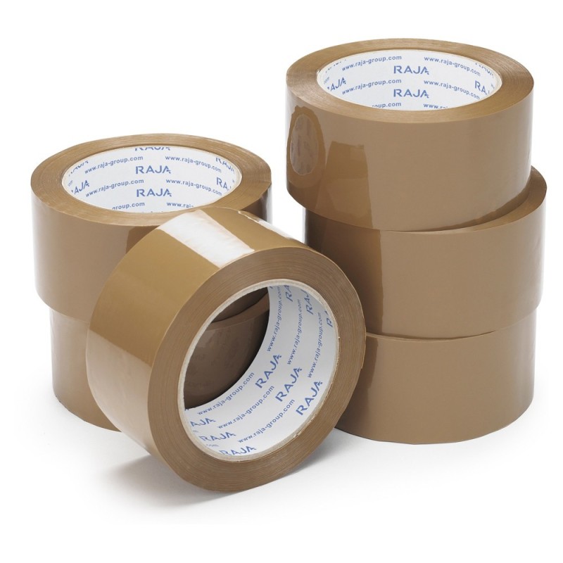 Mini-colis ruban adhésif polypropylène silencieux havane RAJA standard 28 microns 48 mm x 100 m - Paquet de 6