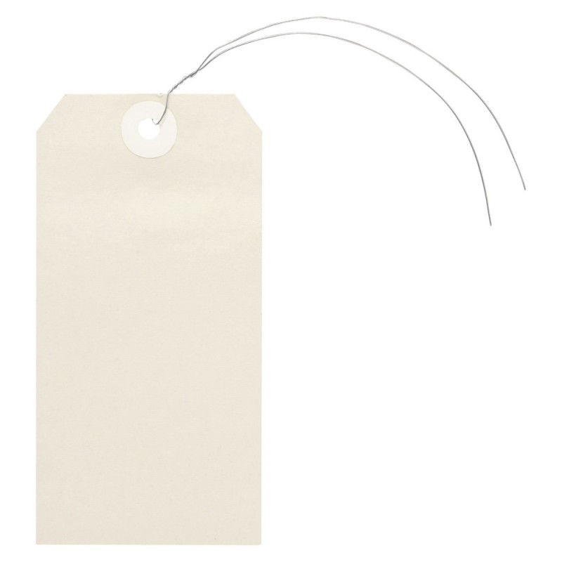 Mini colis d'étiquette américaine beige cartonée avec attache métallique 80x38 mm - Paquet de 200