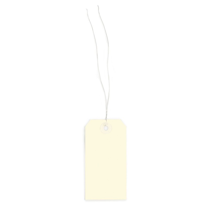 Mini colis d'étiquette américaine beige cartonée avec attache métallique 100x51 mm - Paquet de 200