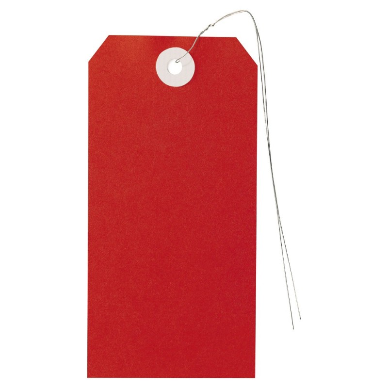 Mini colis d'étiquette américaine rouge cartonée avec attache métallique  - Paquet de 200