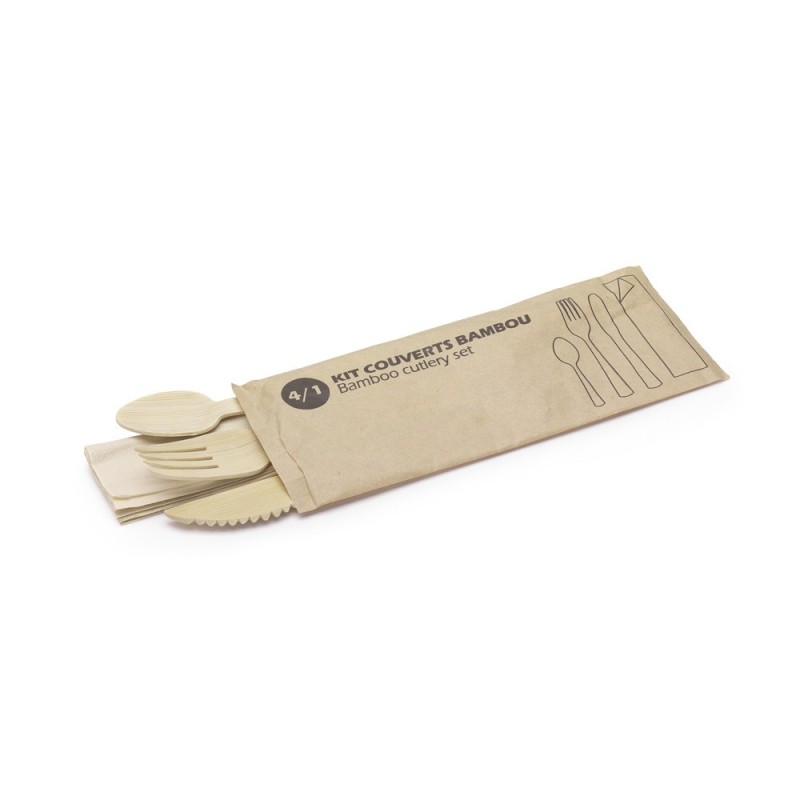 Kit couverts en bambou 4 pièces - Paquet de 250