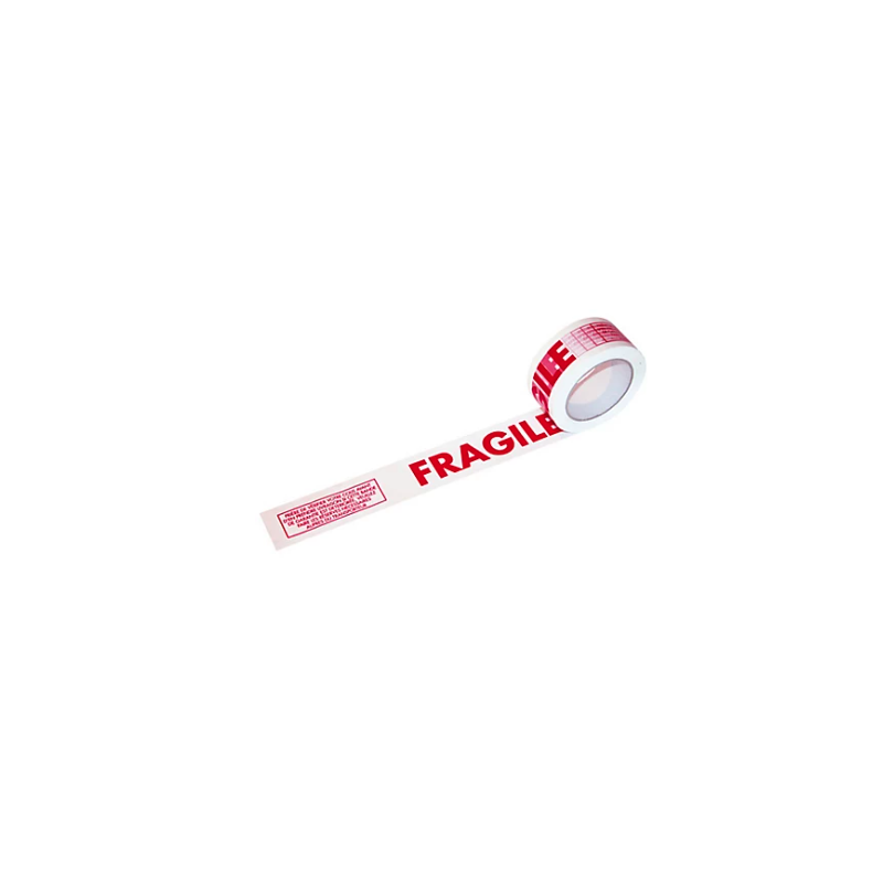 Ruban adhesif pp hot melt blanc 28µ 48mmx100m - imprime rouge fragile - colis de 36 rouleaux