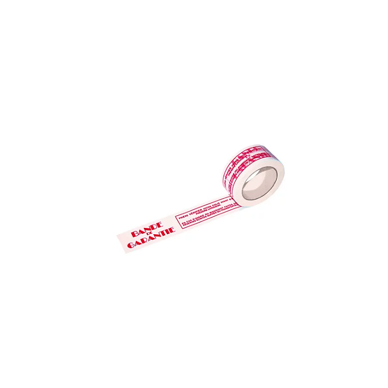 Ruban adhesif pp hot melt blanc 28µ 48mmx100m - imprime rouge bande de garantie colis de 36 rlx