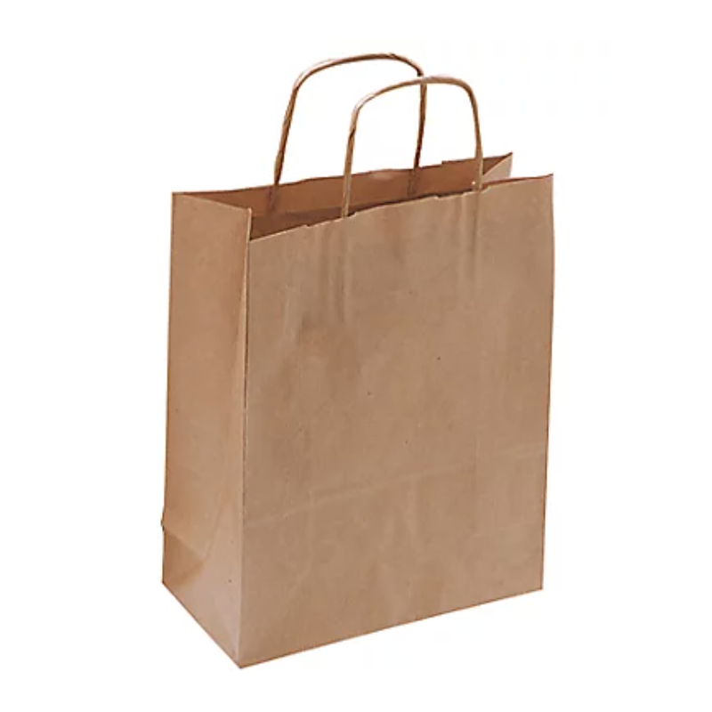 Sac kraft poignee torsadee brun 100gr 24x34x8cm - colis de 100 sacs - 1 cls : 100 sacs