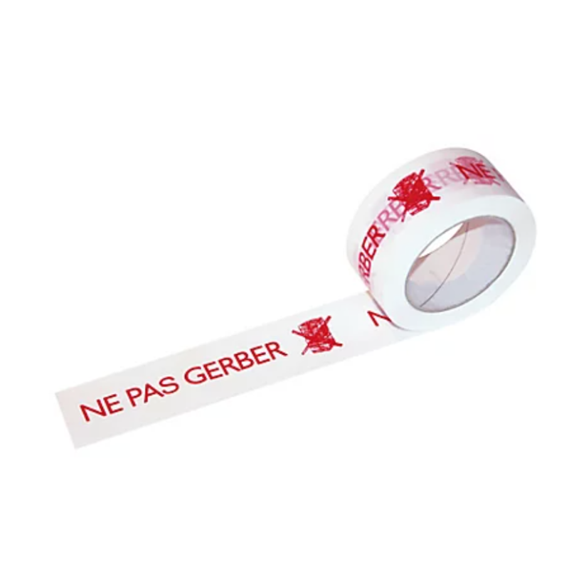 Ruban adhesif pp hot melt blanc 28µ 48mmx100m - imprime rouge ne pas gerber - colis de 36 rlx