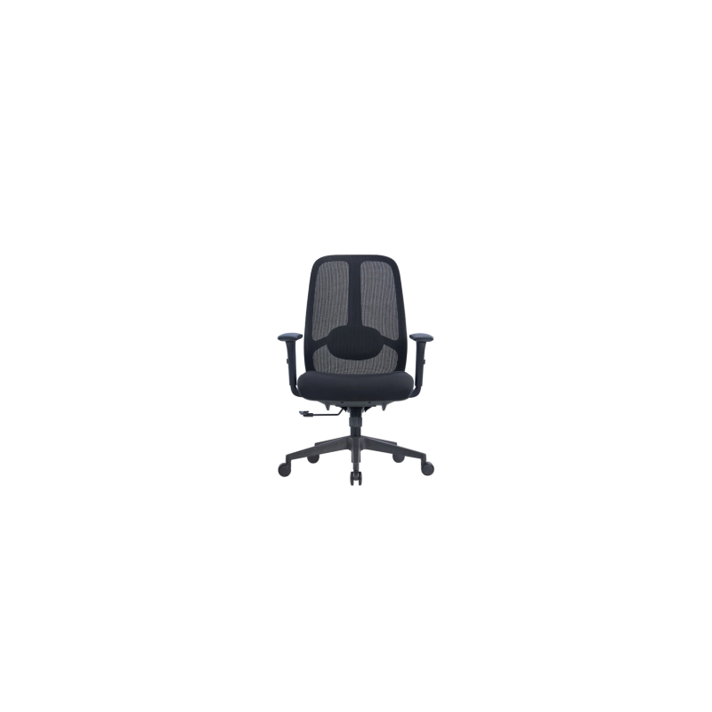 Fauteuil ergonomique M Level assise Tissus et dossier Maille - Accoudoirs réglables en hauteur + Roulettes - Noir
