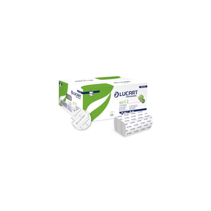 Lucart Essuie-mains Blanc double épaisseur - Lot de 20 paquets de 3800 feuilles